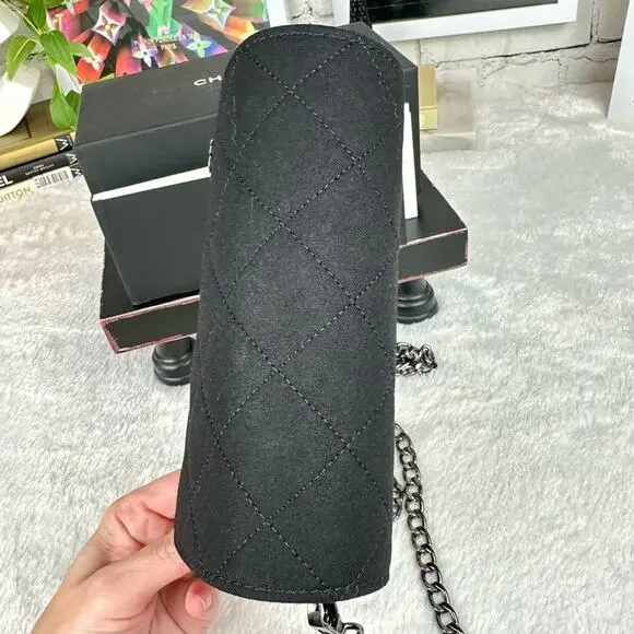 Chanel black canvas cloth sunglass case crossbody - Picture 6 of 11